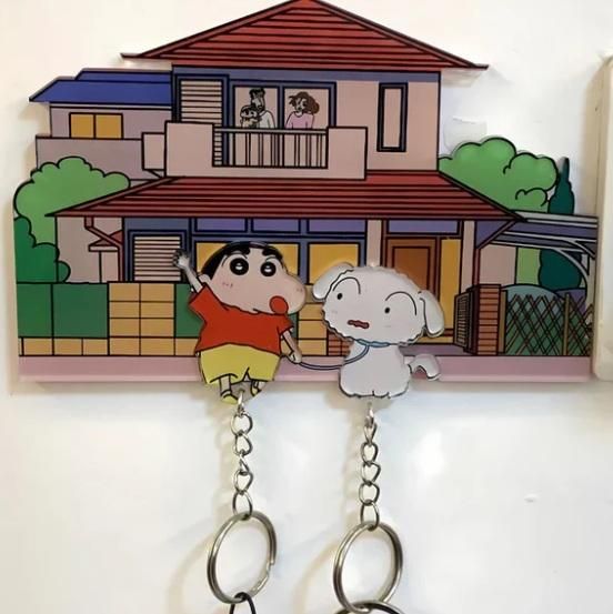 Shinchan & Shiro Acrylic Keychain Wall Hanger